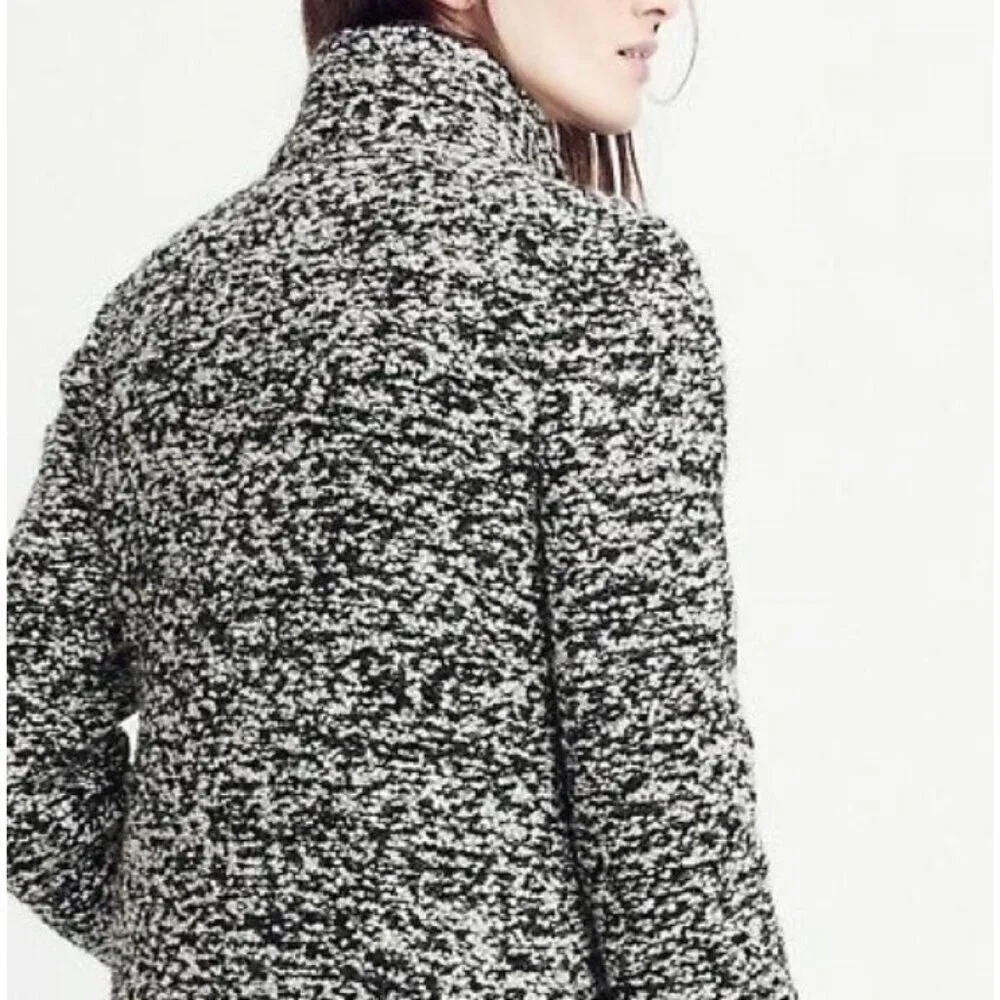 J CREW Lodge Coat in Black and White Speckled Boucle Size 10 Jacket - Picture 3 of 9
